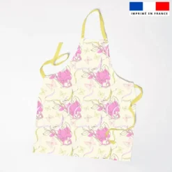 Patron imprimé pour tablier motif fleurs et papillons jaunes - Création Lili Bambou Design