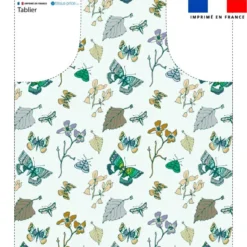 Patron imprimé pour tablier motif papillons d'automne bleu - Création Lili Bambou Design