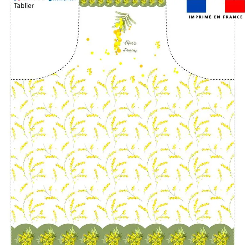 Patron imprimé pour tablier motif mamie mimosa