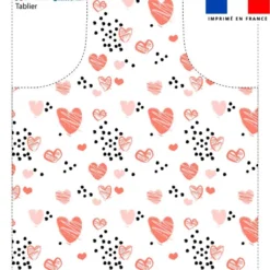 Patron imprimé pour tablier motif petits coeurs rouges
