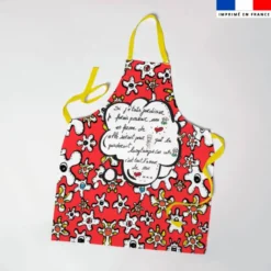 Patron imprimé pour tablier motif fleur poème rouge - Création Anne-Sophie Dozoul