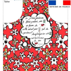 Patron imprimé pour tablier motif fleur poème rouge - Création Anne-Sophie Dozoul