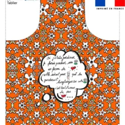 Patron imprimé pour tablier motif fleur poème orange - Création Anne-Sophie Dozoul