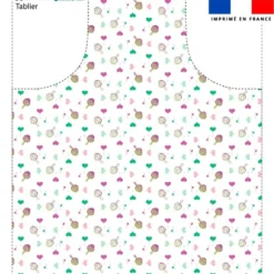 Patron imprimé pour tablier motif coeur d'artichaut rose et vert - Création Lili Bambou Design