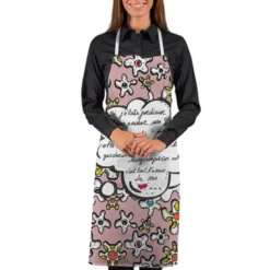 Patron imprimé pour tablier motif fleur poème vieux rose - Création Anne-Sophie Dozoul
