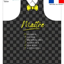 Patron imprimé pour tablier noir motif maître