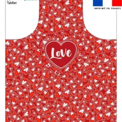 Patron imprimé pour tablier rouge motif coeurs en folie - Création Lucie OBATON