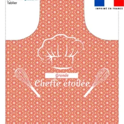 Patron imprimé pour tablier rouge motif grande cheffe