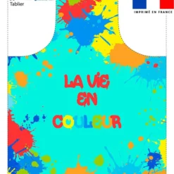 Patron imprimé pour tablier turquoise motif peinture