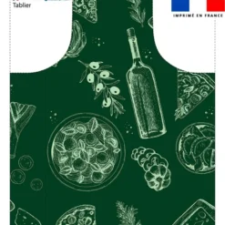 Patron imprimé pour tablier vert motif italian food