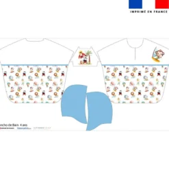 Patron imprimé sur tissu éponge pour poncho de bain motif animaux d'été
