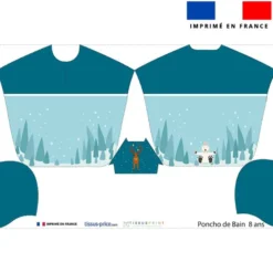 Patron imprimé sur tissu éponge pour poncho de bain motif forêt blanche