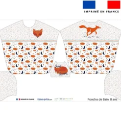 Patron imprimé sur tissu éponge pour poncho de bain motif renard