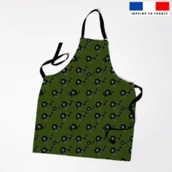 Patron imprimé vert pour tablier jonquilles - Création Cat&Colours