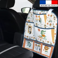Patron pour organisateur de voiture motif animaux à la plage + Coupon pochette Offert