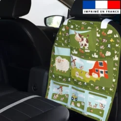 Patron pour organisateur de voiture motif animaux de la ferme + Coupon pochette Offert
