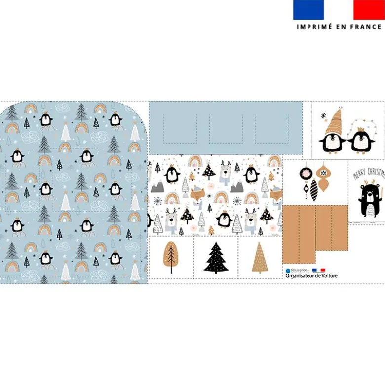 Patron pour organisateur de voiture motif animaux hiver + Coupon pochette Offert