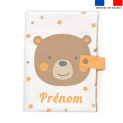 Patron protège carnet de santé personnalisé - Baby ours marron et ocre