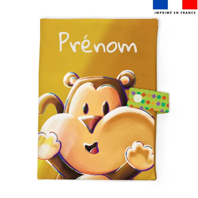 Patron protège carnet de santé personnalisé - Singe Lou-Stick - Création Stillistic