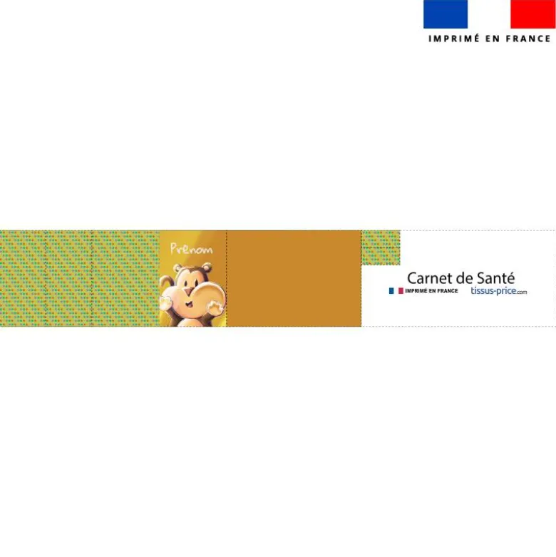 Patron protège carnet de santé personnalisé - Singe Lou-Stick - Création Stillistic