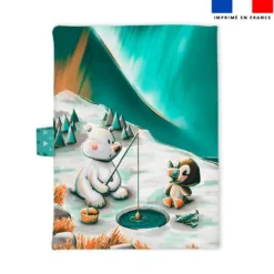 Patron protège carnet de santé personnalisé - Animaux du Froid renne et renard - Création Stillistic