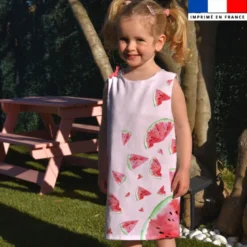 Patron robe enfant imprimé pastèque rose