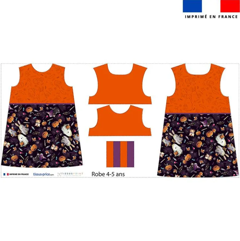 Patron robe enfant motif fantômes noir - Création Stillistic