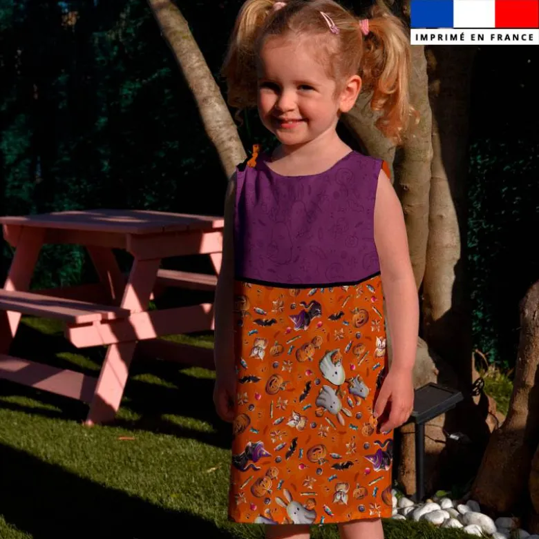 Patron robe enfant motif fantômes orange - Création Stillistic