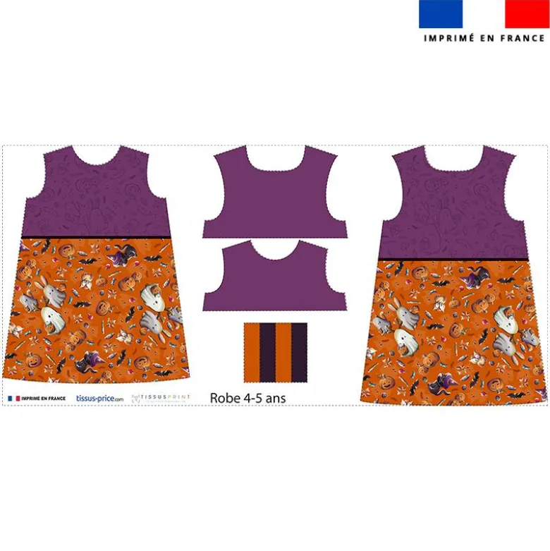 Patron robe enfant motif fantômes orange - Création Stillistic