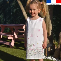 Patron robe enfant motif fleur des champs rose