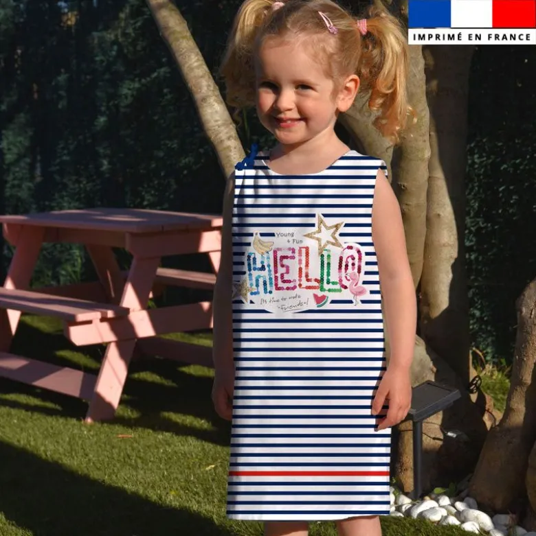 Patron robe enfant motif marinière hello