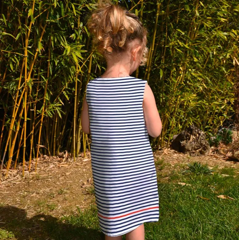 Patron robe enfant motif marinière hello