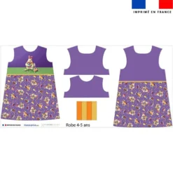 Patron robe enfant motif poule et oeufs de Pâques violet - Création Stillistic