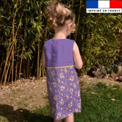 Patron robe enfant motif poule et oeufs de Pâques violet - Création Stillistic