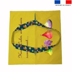 Patron sac à tarte motif fruits et feuilles jaune et bleu - Création Cat&Colours