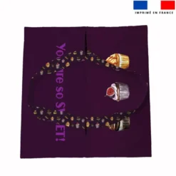 Patron sac à tarte motif gourmandises violet foncé - Création Cat&Colours