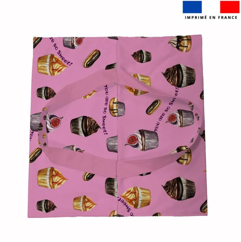 Patron sac à tarte motif gourmandises rose - Création Cat&Colours