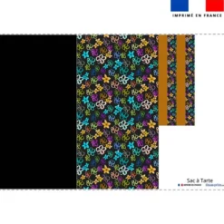 Patron sac à tarte noir motif fleurs légères multicolores - Création Cat&Colours
