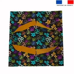 Patron sac à tarte noir motif fleurs légères multicolores - Création Cat&Colours