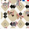 Petit chien géométrie blanc - Fond beige - Création Lili Bambou Design