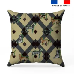 Petit chien géométrie gris - Fond beige - Création Lili Bambou Design