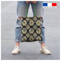 Petit chien géométrie gris - Fond beige - Création Lili Bambou Design