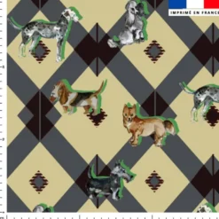 Petit chien géométrie gris - Fond beige - Création Lili Bambou Design