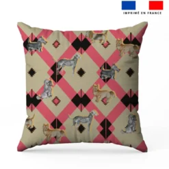 Petit chien géométrie rose - Fond beige - Création Lili Bambou Design