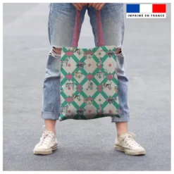 Petit chien géométrie vert - Fond beige - Création Lili Bambou Design