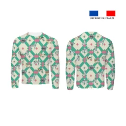 Petit chien géométrie vert - Fond beige - Création Lili Bambou Design