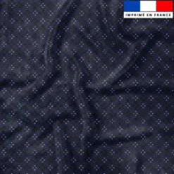 Petite fleur géométrique et carré noir - Fond bleu nuit