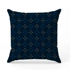 Petite fleur géométrique et carré bleu - Fond bleu nuit