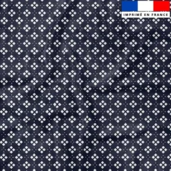 Petite fleur géométrique et carré blanc - Fond bleu nuit