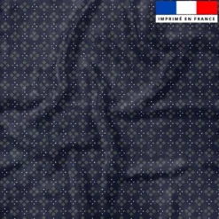Petite fleur géométrique et carré gris - Fond bleu nuit